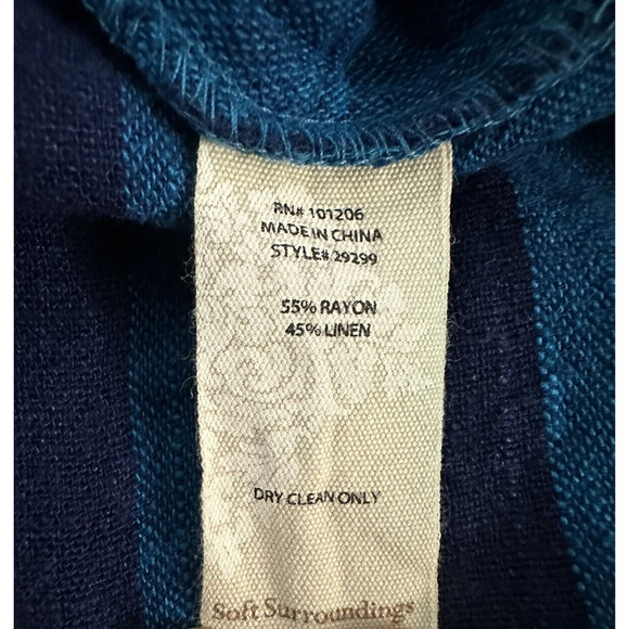 Soft Surroundings Cold Shoulder Top Women’s Size Large Linen Blend Blue - Picture 7 of 7